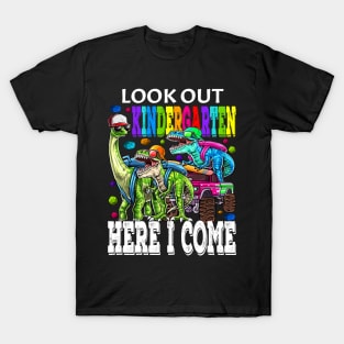 Look Out Kindergarten Here I Come Monster Truck Dinosaur Back To School T-Shirt